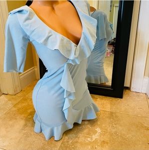 Pretty little thing blue ruffle dress